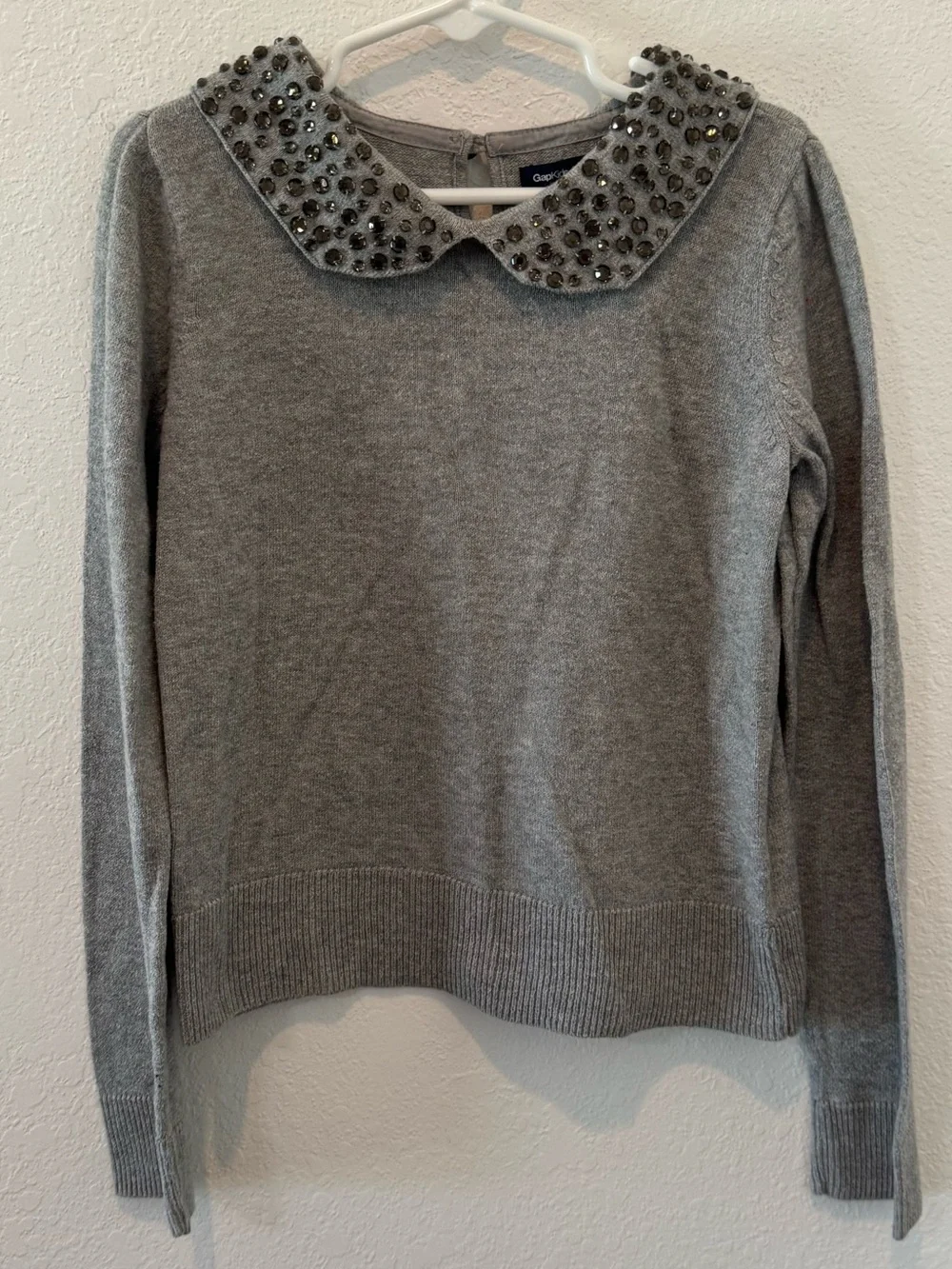 GAP Kids Light Gray Sweater with Beaded Collar